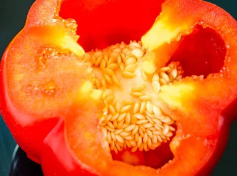 Cross Section of Red Capsicum Stock Photos