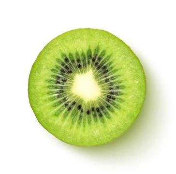 Cross section of ripe kiwi isolated on white background, top view Stock Photos