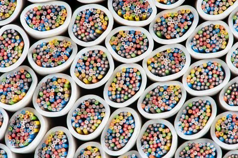 Cross section of telecommunication electrical installation cable Stock-Fotos