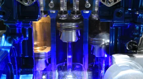 Cross section of a three cylinder engine Stock Footage 55042212