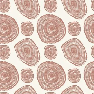 Cross-section of a tree seamless pattern hand draw. Stock Illustration