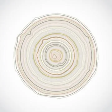 Cross section of tree trunk isolated on white background. Wood stump rings te Stock Illustration