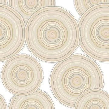 Cross section of tree trunk isolated on white background, seamless pattern.   Stock Illustration