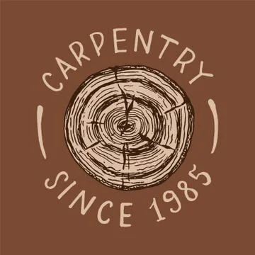 Cross section of the tree. Wood label for Workshop or signboards. Vintage logo Stock-Illustration