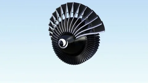 Cross section of turbofan jet engine with alpha channel Stock Footage 78653375