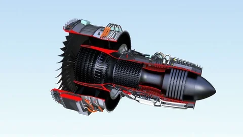 Cross section of turbofan jet engine with alpha channel Stock Footage 78653395