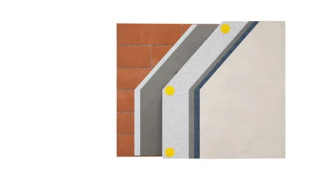 Cross section of wall: blocks, bricks, foam, plaster mesh and coat. 動画素材 113176744