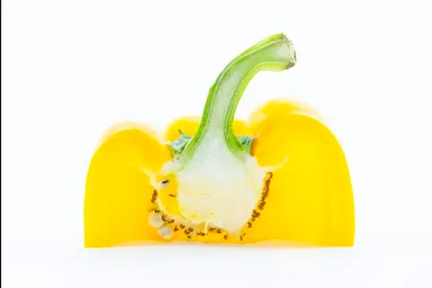 Cross section yellow capsicum with seed Stock Photos