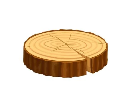 Cross sectioned wood log slice with growth rings Stock Illustration