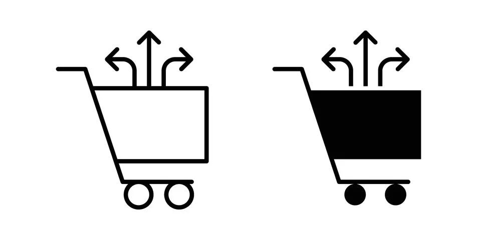Cross sell icon linear versions pack on white background Stock Illustration