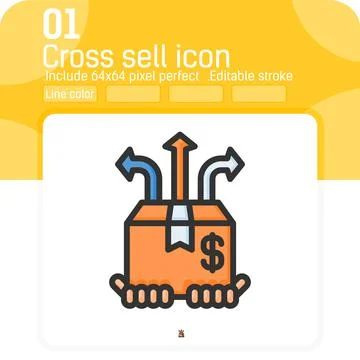 Cross sell icon vector with outline color style isolated on white background イラスト素材