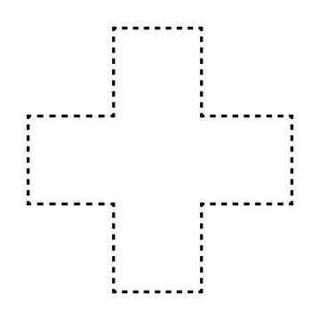 Cross shape dashed symbol vector icon for creative graphic design ui element  스톡 일러스트