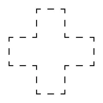 Cross shape dashed symbol vector icon for creative graphic design ui element  Stock Illustration