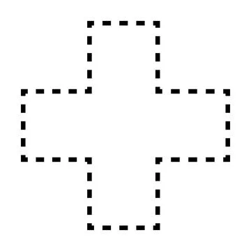 Cross shape dashed symbol vector icon for creative graphic design ui element  Stock Illustration