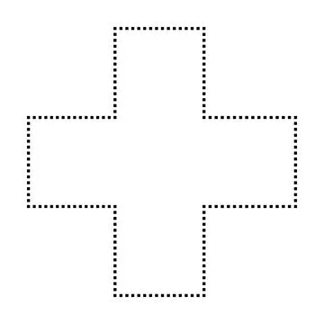 Cross shape dotted symbol vector icon for creative graphic design ui element  Stock Illustration