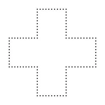 Cross shape dotted symbol vector icon for creative graphic design ui element  Stock Illustration