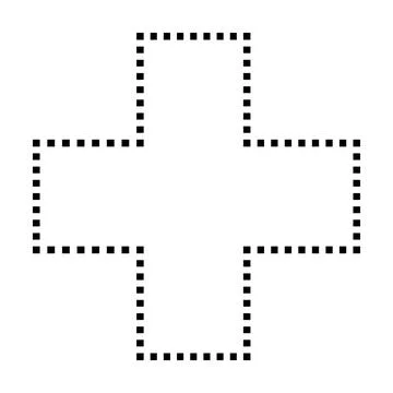Cross shape dotted symbol vector icon for creative graphic design ui element  Stock Illustration