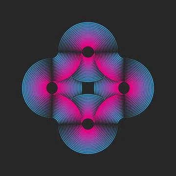 Cross shape logo from circular pattern, overlapping circles pattern, inters.. イラスト素材