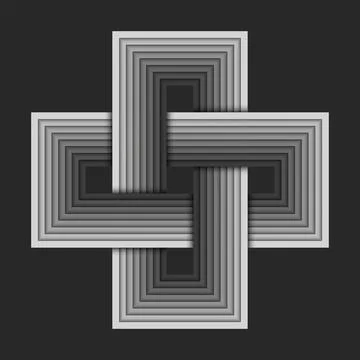 Cross shape logo or plus sign with rectangular corners from gradient gray i.. 스톡 일러스트