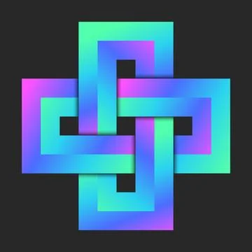 Cross shape logo or plus sign with rectangular corners from vibrant gradien.. Stock Illustration