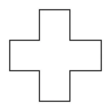 Cross shape symbol vector icon outline stroke for creative graphic design ui  Stock Illustration