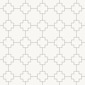 Cross shaped nodes in grid seamless pattern in minimal line design, geometric 스톡 일러스트