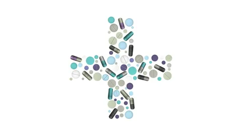 Cross shaped pharmacy tablet animation Stock Footage 150815001