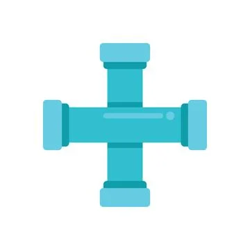 Cross shaped pvc pipe fitting connecting four pipes Stock Illustration