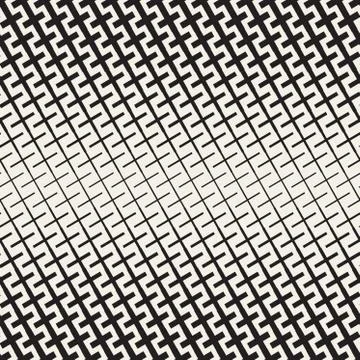 Cross Shapes Halftone Lattice. Vector Seamless Black and White Pattern Stock Illustration
