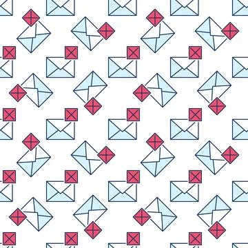 Cross Sign and Envelope vector colored seamless pattern Illustrazione stock