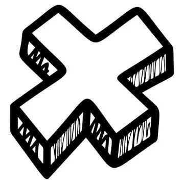 Cross sign hand drawn vector illustration Stock Illustration