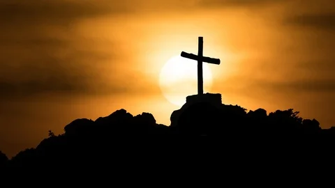 Cross Silhouette, Sunset Timlapse Stock Footage 102350861