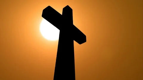 Cross Silhouette, Sunset Timlapse Stock Footage 103591092