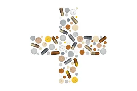 Cross silhouette with tablets Stock Illustration
