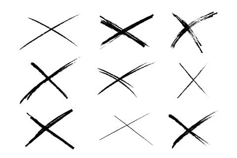 Cross sketch grunge scribble set X shape sign, mark on white background 스톡 일러스트