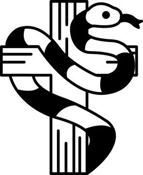 A cross with a snake wrapped around it 库存插图