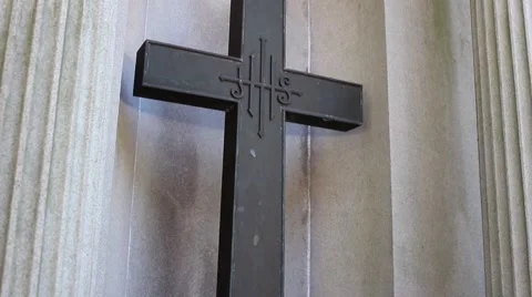 Cross Statue In Cemetery Stock Footage 42705419