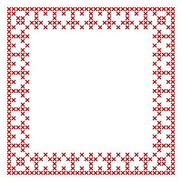Cross stitch border frame pattern, perfect for Christmas banner design Stock Illustration