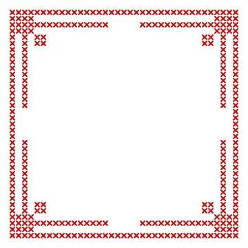 Cross stitch border frame pattern, perfect for Christmas banner design Stock Illustration