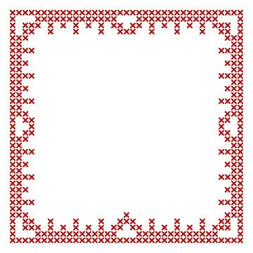 Cross stitch border frame pattern, perfect for Christmas banner design Stock Illustration