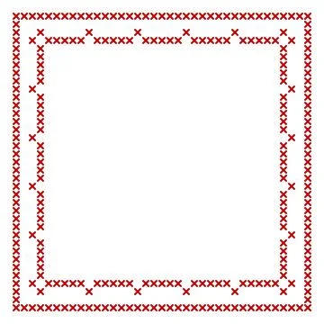 Cross stitch border frame pattern, perfect for Christmas banner design Illustrazione stock