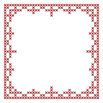 Cross stitch border frame pattern, perfect for Christmas banner design Illustrazione stock