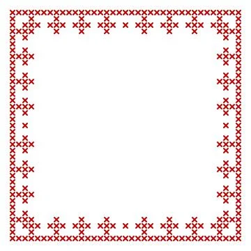 Cross stitch border frame pattern, perfect for Christmas banner design Stock Illustration