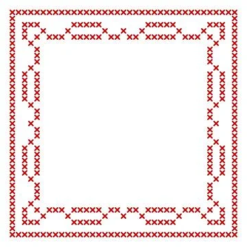 Cross stitch border frame pattern, perfect for Christmas banner design Stock Illustration