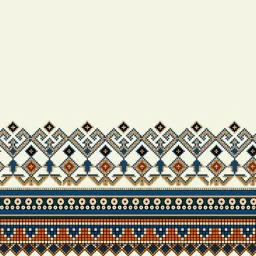 A cross stitch border with a white background Stock Illustration