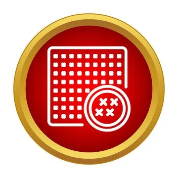 Cross stitch button designing icon on red background Stock Illustration