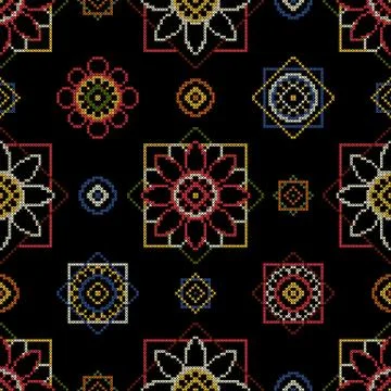 Cross stitch for curtains vector illustration. 스톡 일러스트