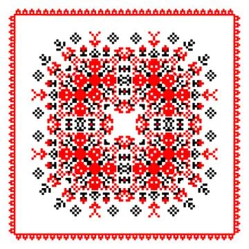 Cross-stitch embroidered folk vector pattern Illustrazione stock
