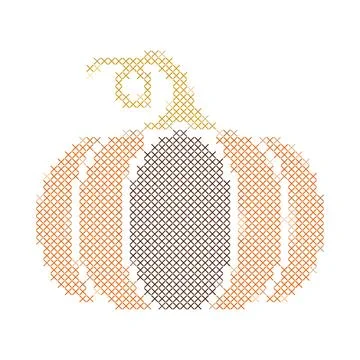 Cross stitch embroidery pattern of a pumpkin for autumn harvest season. Stock-Illustration