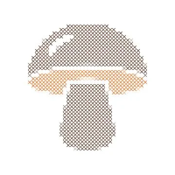 Cross stitch embroidery pattern of a simple autumn mushroom shape. Stockillustratie
